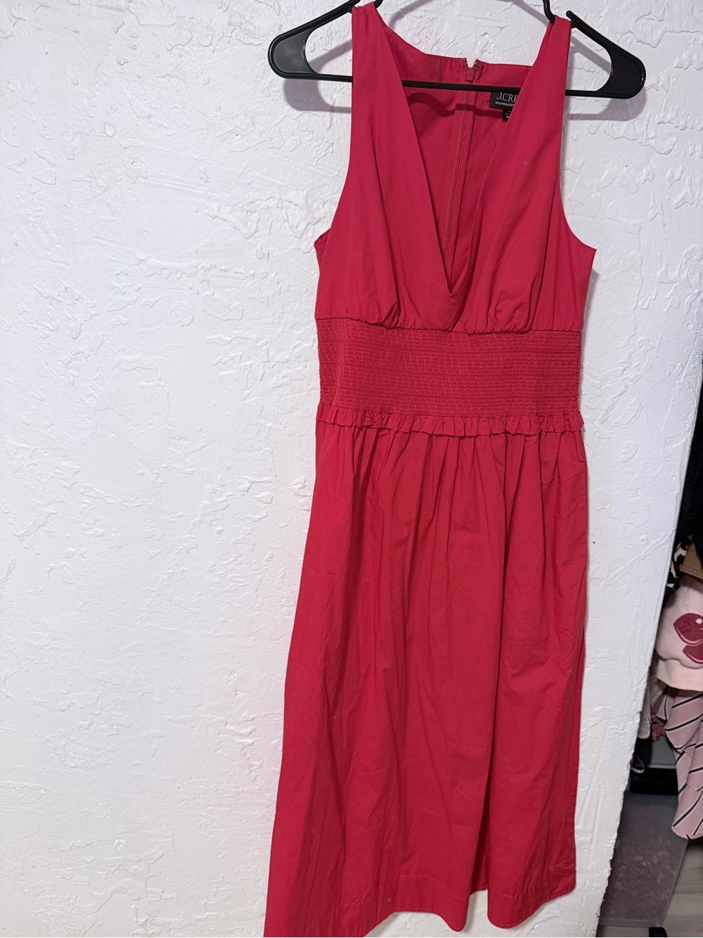 J. Crew Sleeveless V-Neck Midi Dress in Bright Red